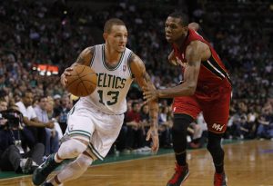May 7, 2011; Boston, MA, USA; Boston Celtics shooting guard Delonte West in game three of the second round of the 2011 NBA playoffs against the Miami Heat at TD Garden.
