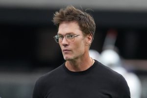 Aug 13, 2026; Paradise, Nevada, USA; Tom Brady attends the game between the Las Vegas Raiders and the Arizona Cardinals at Allegiant Stadium.