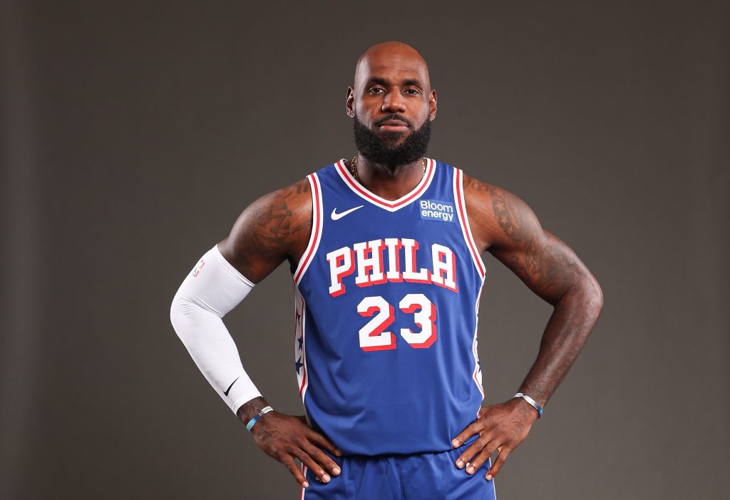 Sep 28, 2026; Camden, NJ, USA; Philadelphia 76ers LeBron James poses for a photo during media day.