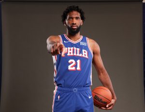 Sep 28, 2026; Camden, NJ, USA; Philadelphia 76ers Joel Embiid poses for a photo during media day. Mandatory Credit: