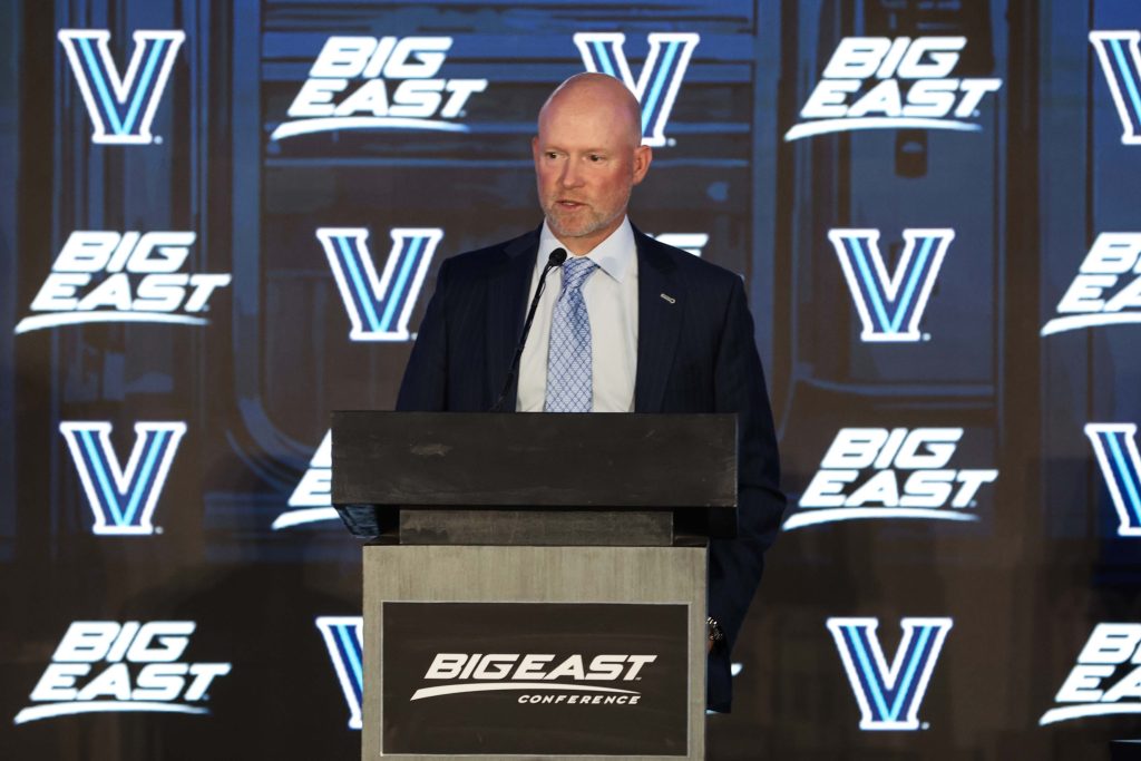Oct 1, 2026; New York, NY, USA; Villanova Wildcats head coach Kevin Willard speaks at 2026 Big East Media Day at Marriott Marquis. Mandatory Credit: