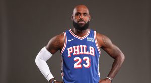 Sep 28, 2026; Camden, NJ, USA; Philadelphia 76ers LeBron James poses for a photo during media day.