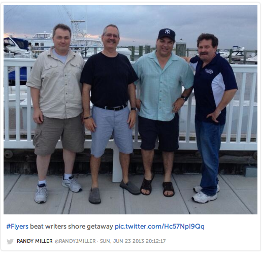 File photo of three Flyers beat writers and one former Flyers beat writer