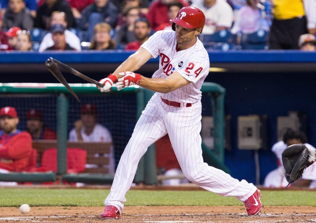 Solid contact here by Sizemore, photo credit: Bill Streicher-USA TODAY Sports