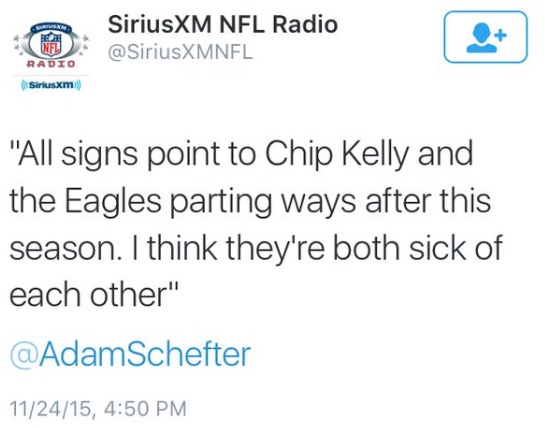 That Adam Schefter “Report” about Chip Kelly Leaving Is Being Blown out of Proportion