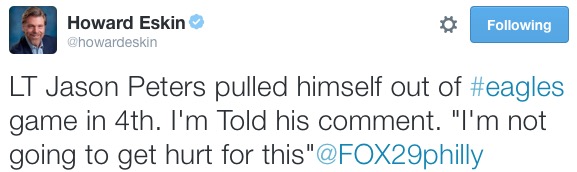 Report: Jason Peters Pulled Himself From Game