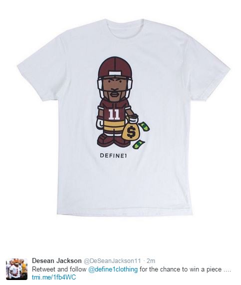 Of Course DeSean Jaccson is Selling a Shirt with Cartoon DJacc ..., image size:483x570