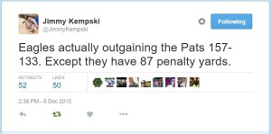 jimmy kempskis tweet on penalty yards