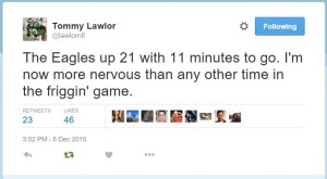 tommy lawlors tweet about nervous with lead