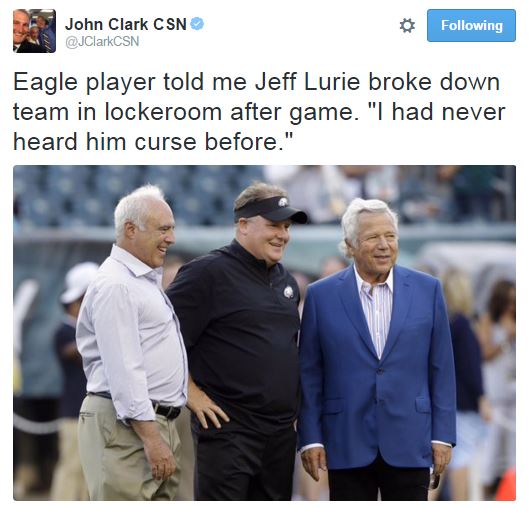 Jeffrey Lurie was Incredibly Fired Up and Broke Down the Huddle in the Locker Room