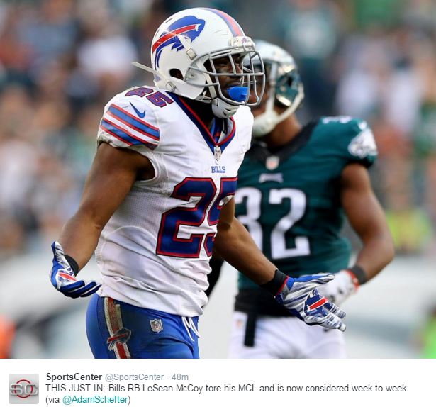 LeSean McCoy Tore his MCL
