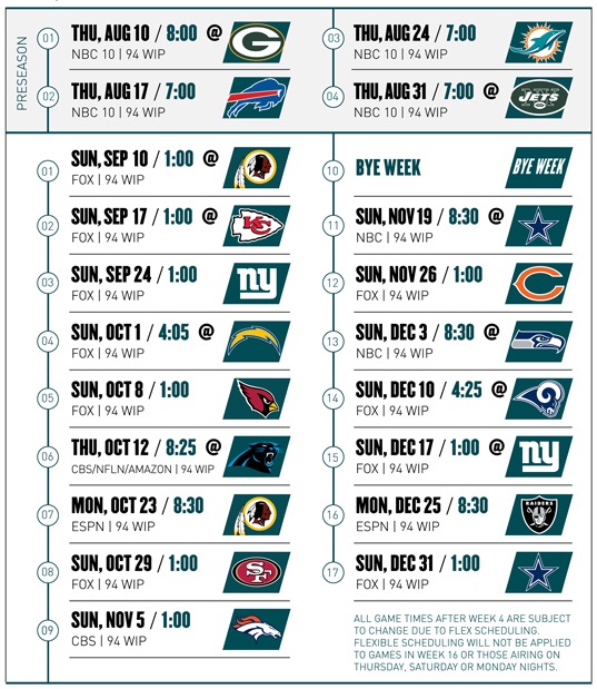 Obligatory Eagles Schedule Post (We've Got 'em Going 15-2) - Crossing Broad