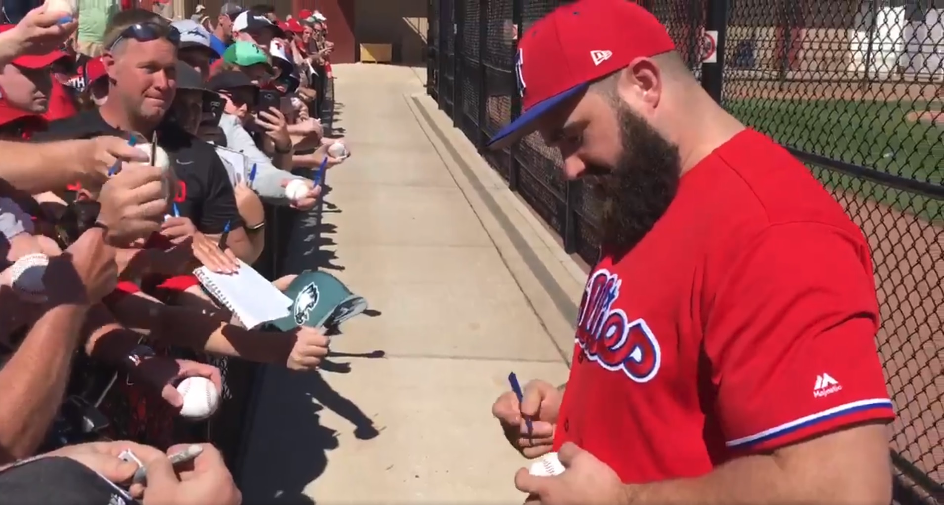 Jason Kelce Stopped By Phillies Camp To Address The Team