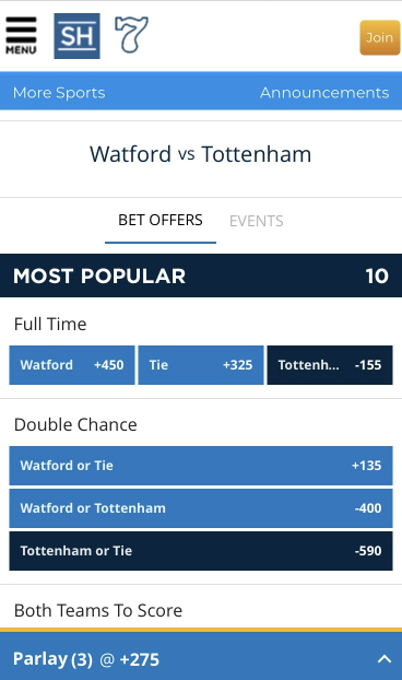 watford tottenham betting