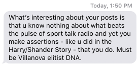 Which Local Sports Talk Radio Host Sent Me This Unsolicited Text Message Over a Post I Didn’t Write?