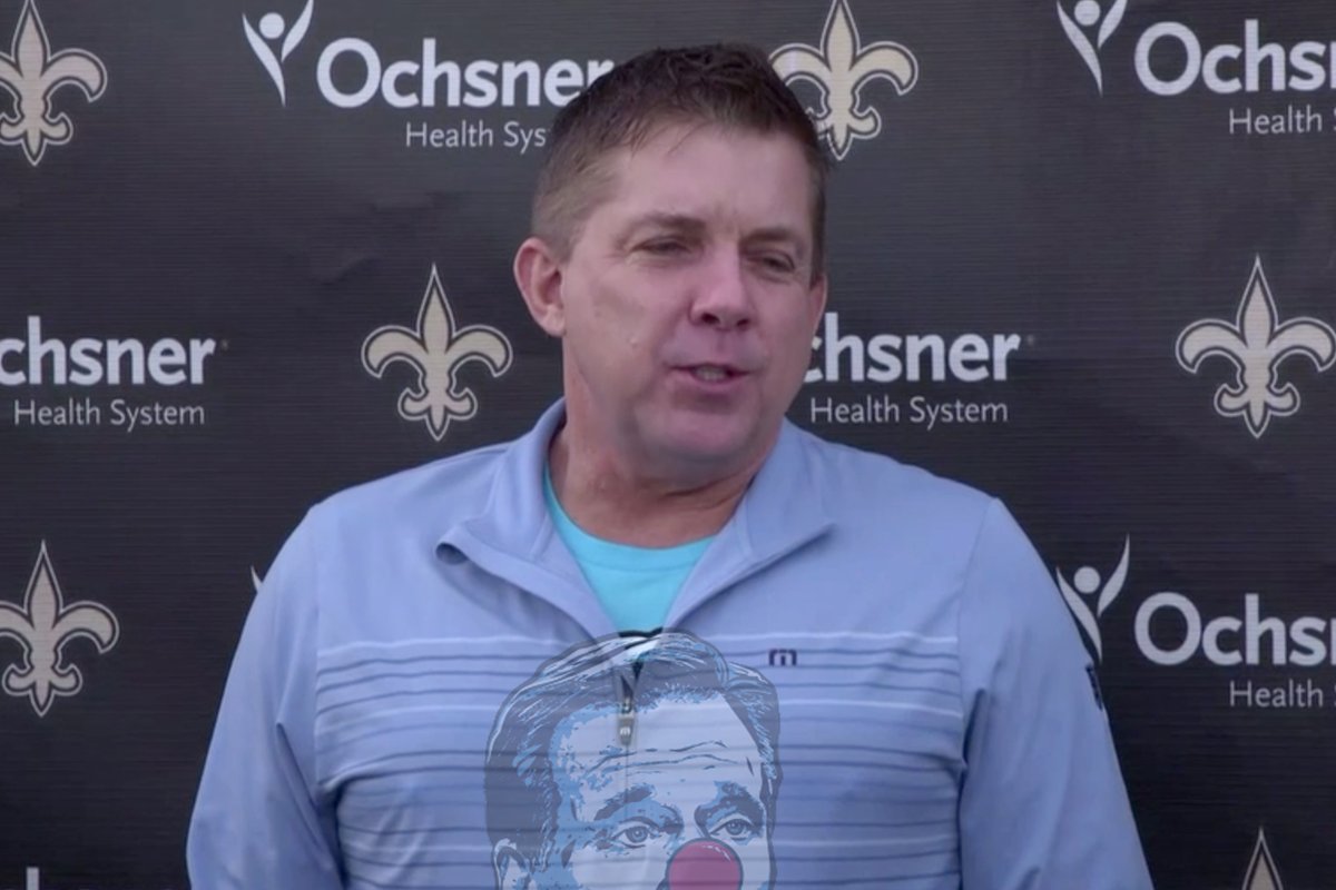 Sean Payton Was Wearing A Roger Goodell Clown Shirt - Ipeepz