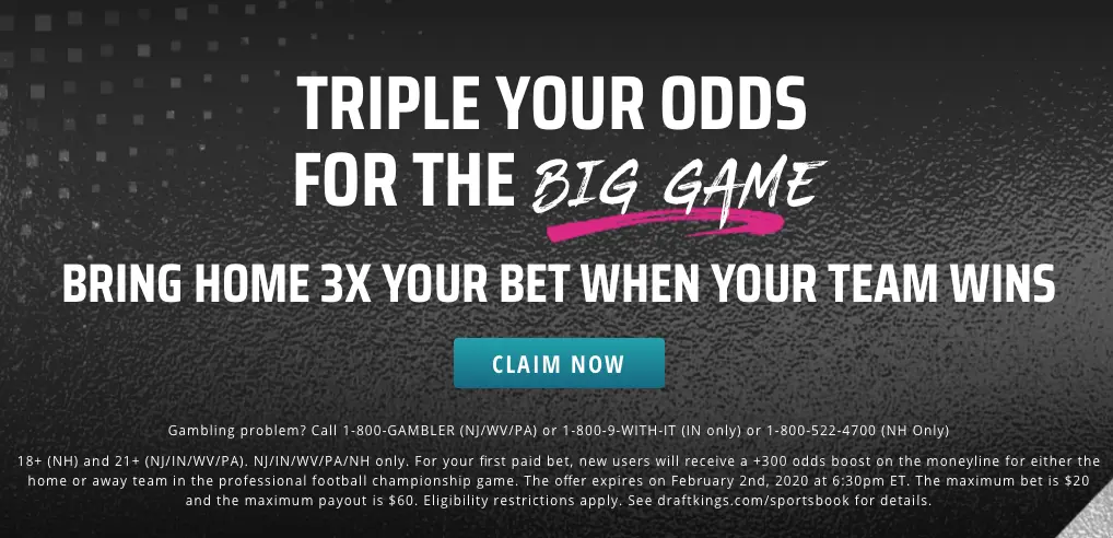 DraftKings Sportsbook Super Bowl Promo: $1,000 Free and +300 Odds