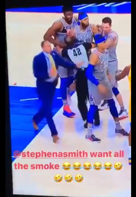 Stephen A Smith did not storm the floor at the wells fargo center