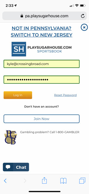 sugarhouse ios signup