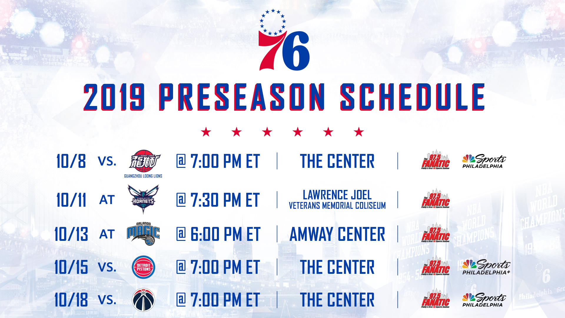 Here's the Sixers' Full Preseason Schedule Crossing Broad