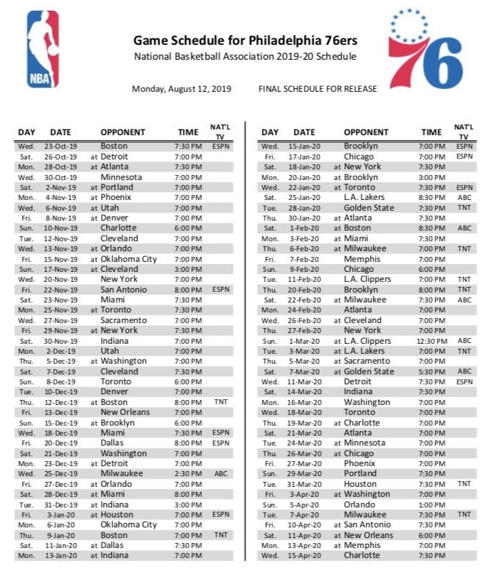 The Sixers Schedule Features 24 National TV Games and a Ruthless