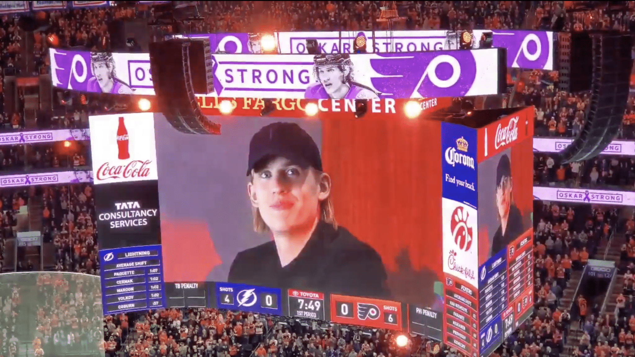 Oskar Lindblom in Attendance at the Flyers/Lightning Game