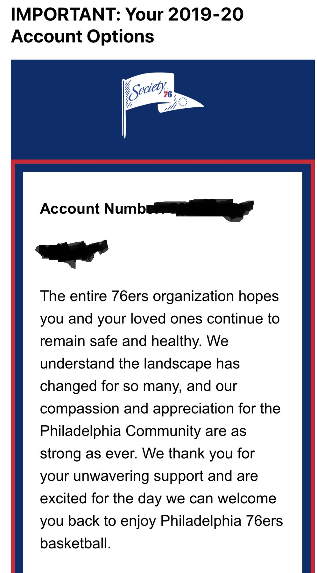 Sixers to Offer Season Ticket Holders Refund and Rollover Options