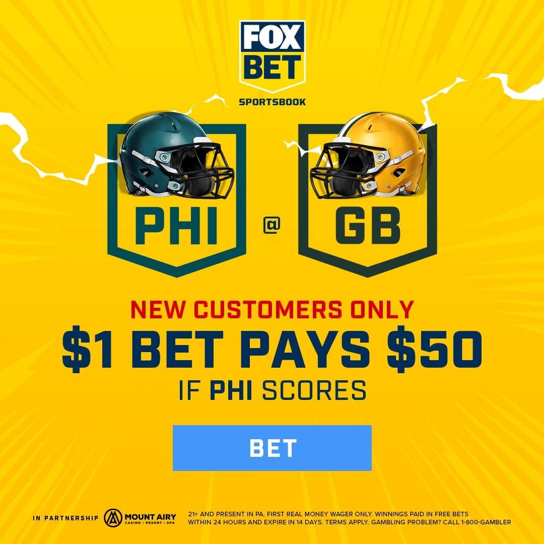 FOX Bet: Bet $1, Win $50 If Eagles Score Against Packers