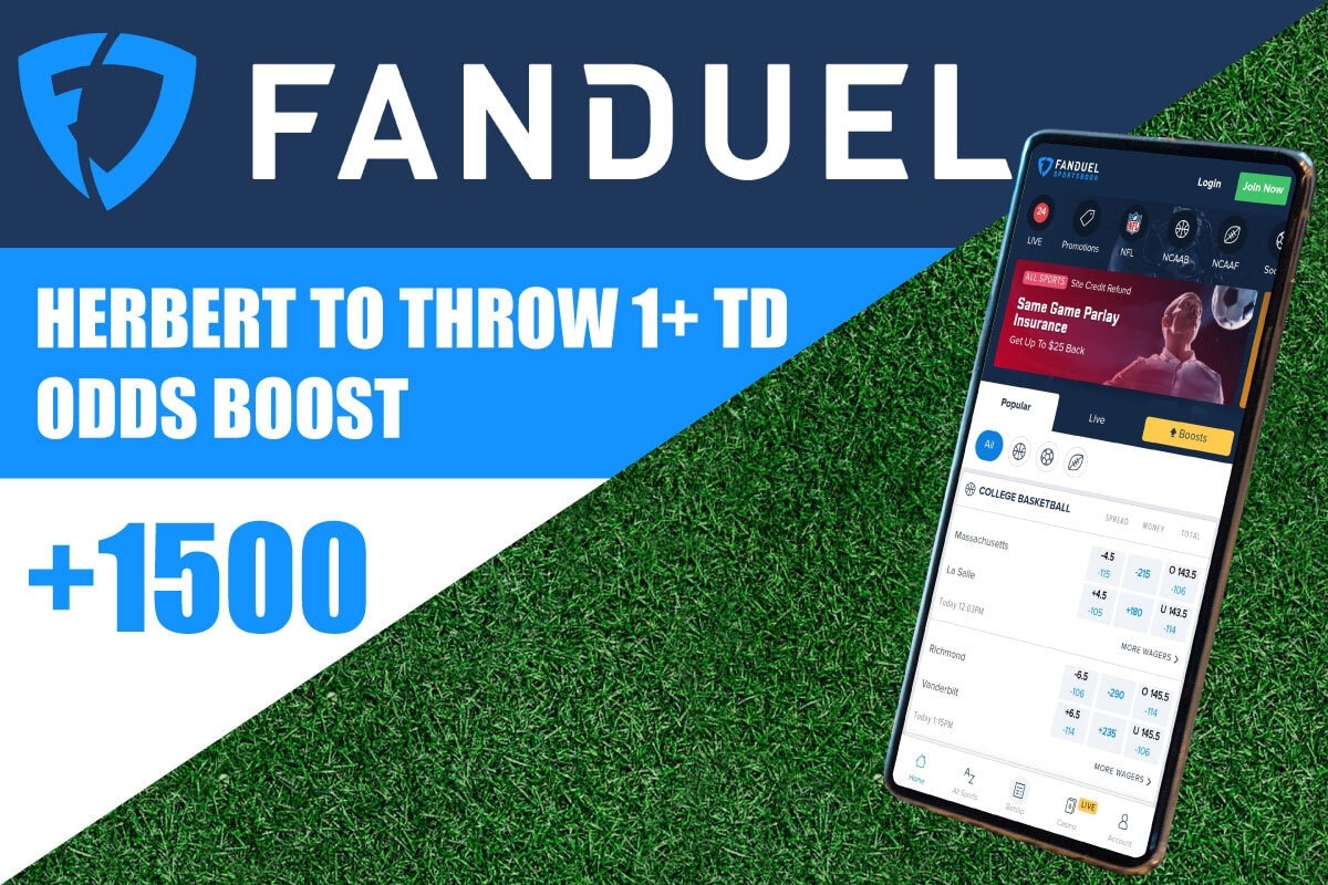 FanDuel Sportsbook Thursday Night Football Promo: Bet $5, Win $75 on Herbert TD