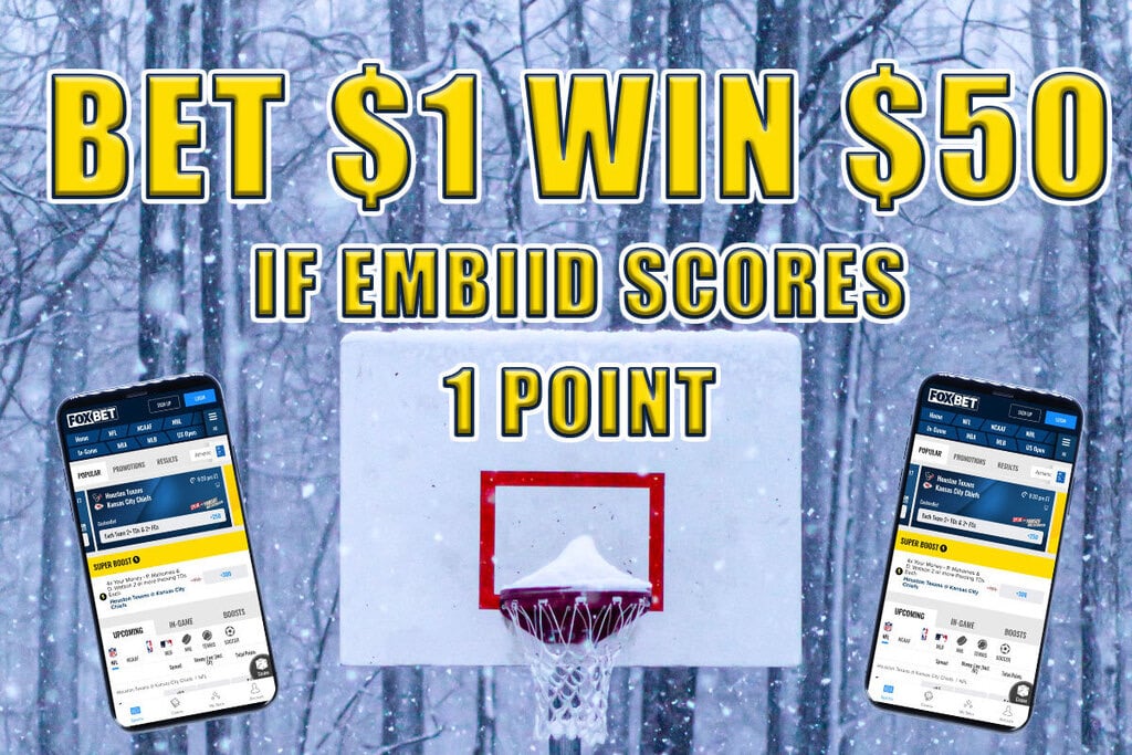 FOX Bet: Get 50-1 Odds on Joel Embiid to Score This Saturday