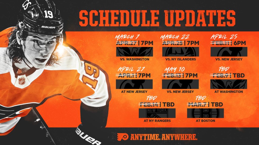 NHL Makes a Bunch of Flyers Schedule Changes Crossing Broad
