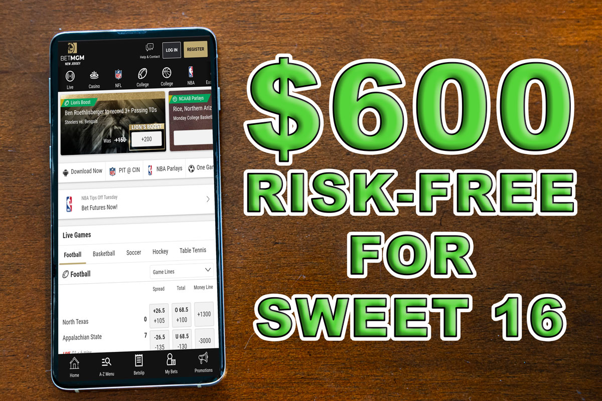 Grab a $600 Free Bet at BetMGM For Sweet 16 Action