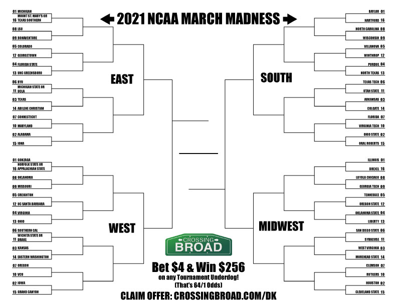 ncaa printable bracket 2021