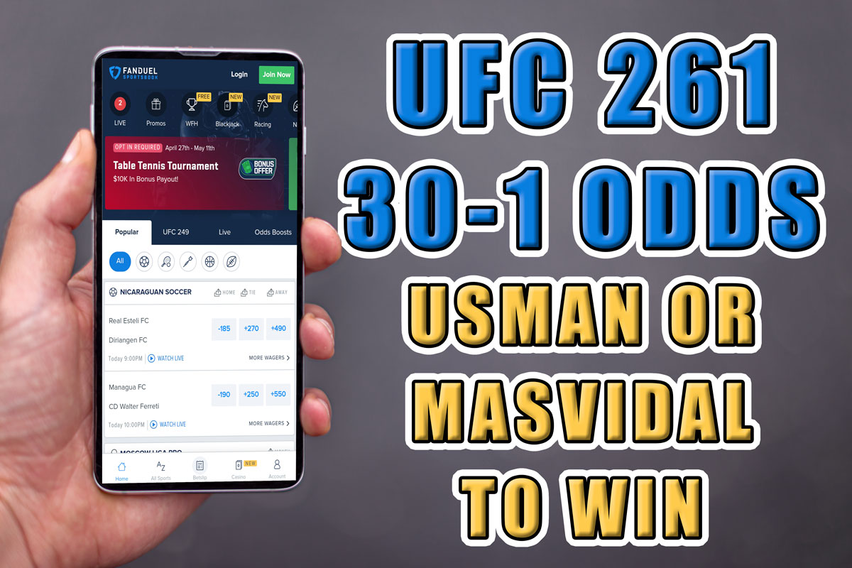 FanDuel Sportsbook UFC 261 Promo: Get 30-1 Odds on Usman vs. Masvidal