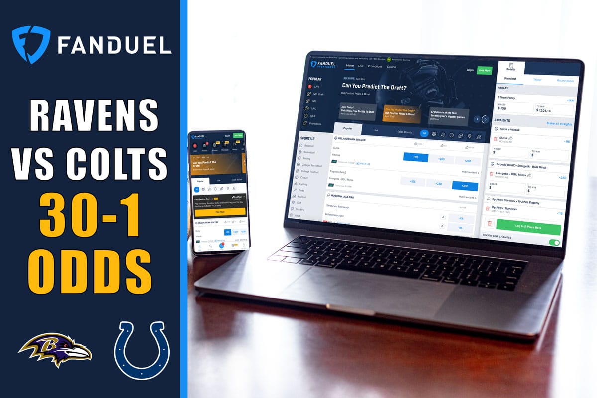 FanDuel Sportsbook Has the Best Colts vs. Ravens Odds Promo at 30-1