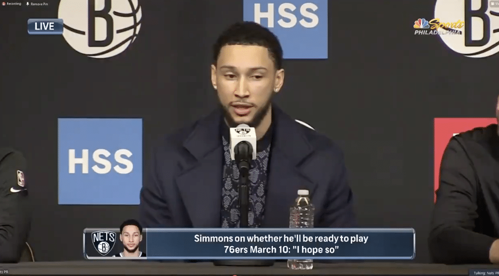 Ben Simmons When Asked if He’ll Be Ready for the Sixers Game: “I Hope So”