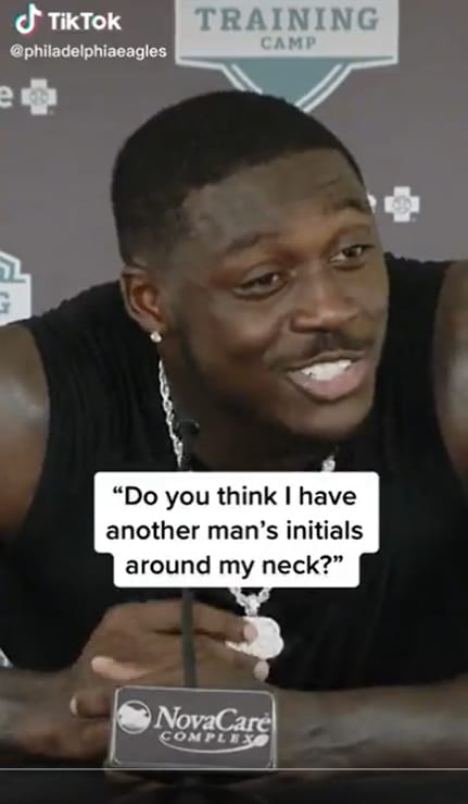 A.J. Brown Does Not Have Another Man’s Initials Around his Neck