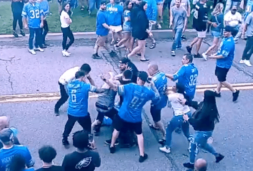 Lions Fans Brawl Outside of Ford Field and NOT ONE Eagles Fan Was Involved
