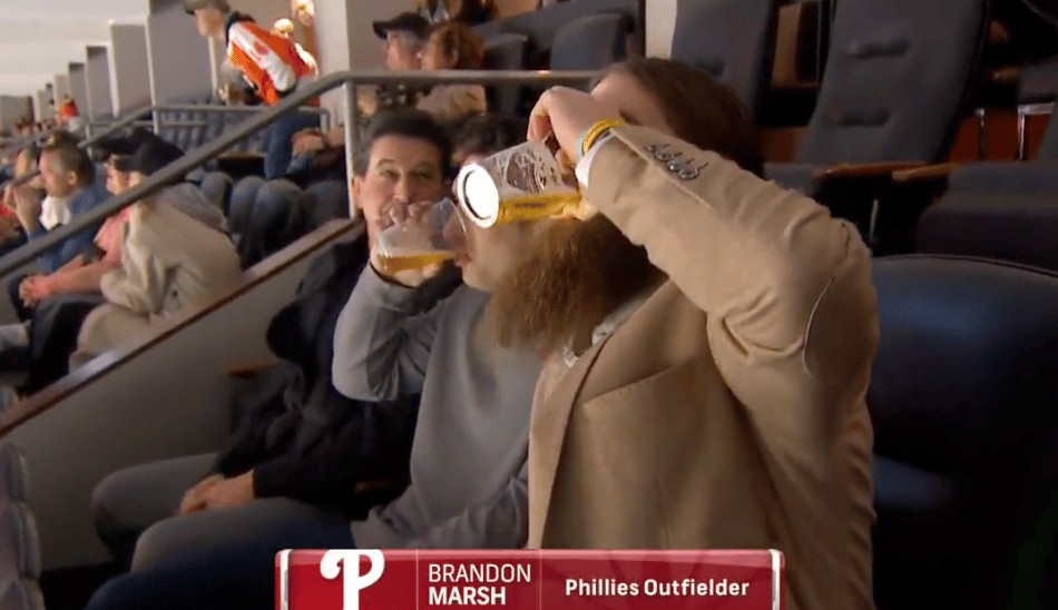 Lets Hope Brandon Marsh is Kickstarting a Philly Athlete Beer Chugging Trend