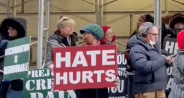 It’s a Bad Week to Protest With a Red “Hate Hurts” Sign