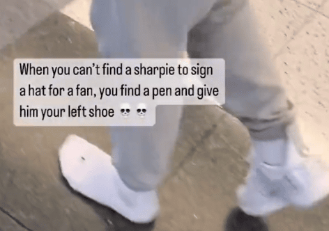 Bryce Harper Didn’t Have a Sharpie to Sign a Fan’s Hat, So He Took Off His Shoe and Signed it Instead