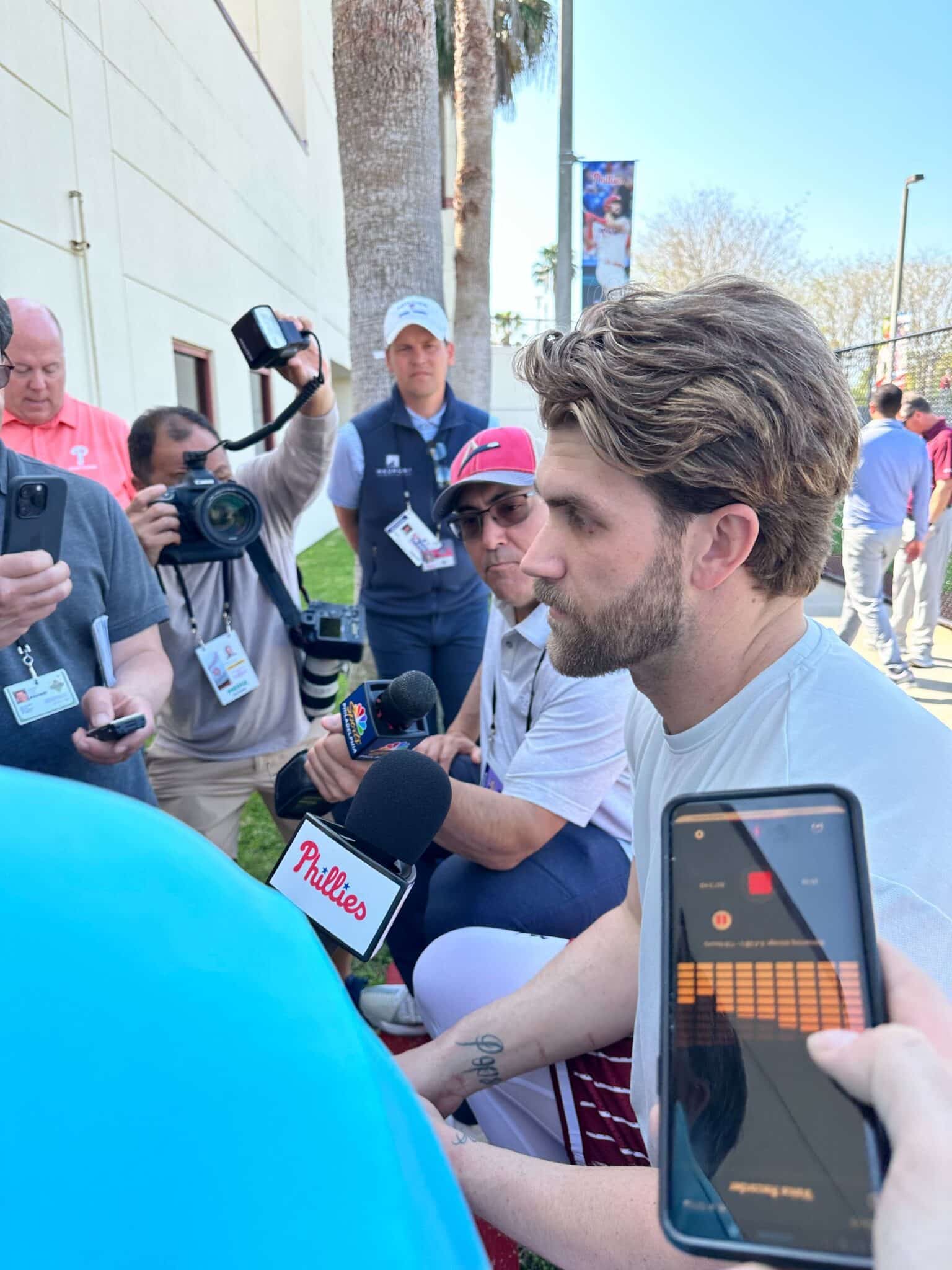Bryce Harper Arrives at Phillies Spring Training Without New News, but this is Just the Beginning