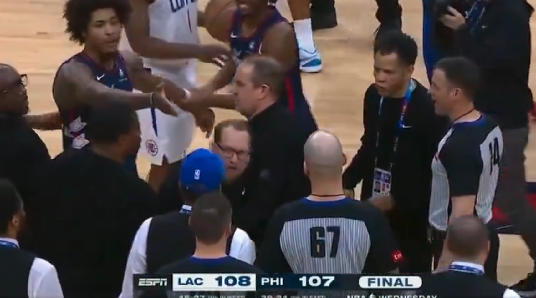 Imagens da confusão entre Clippers e 76ers, NBA (Foto: Crossing Broad)