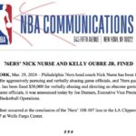 Nick Nurse and Kelly Oubre Jr. Fined $50,000 Each After Going
Ballistic on Refs
